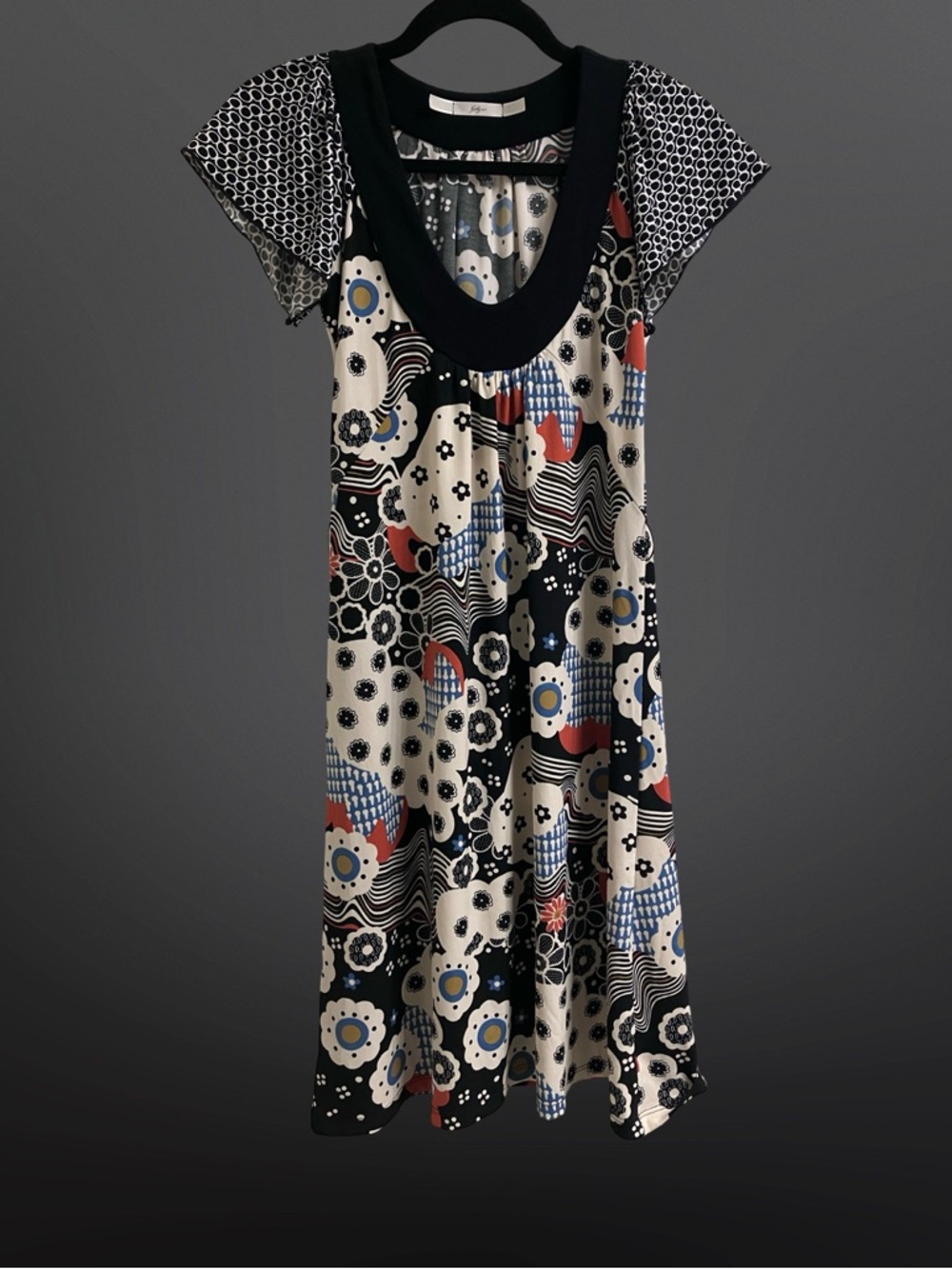 Gibson Y2K Whimsigoth Mixed Print Floral Polka Dot Dress Small